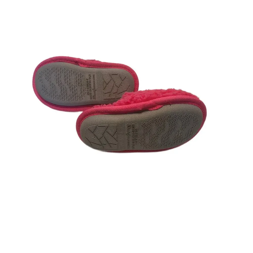 Little Girls Dearfoam Pink Smiley Slippers Size 7-8